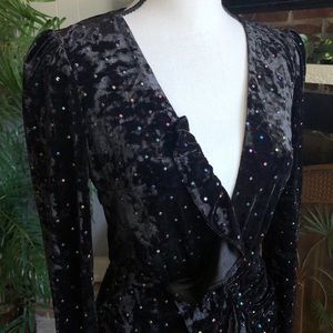 topshop stud velvet frill dress